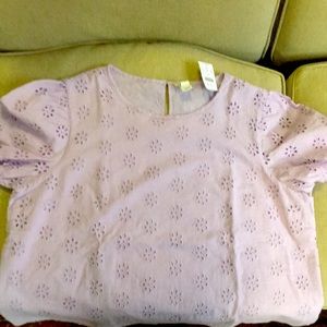 J. Crew Lavender Eyelet Top L